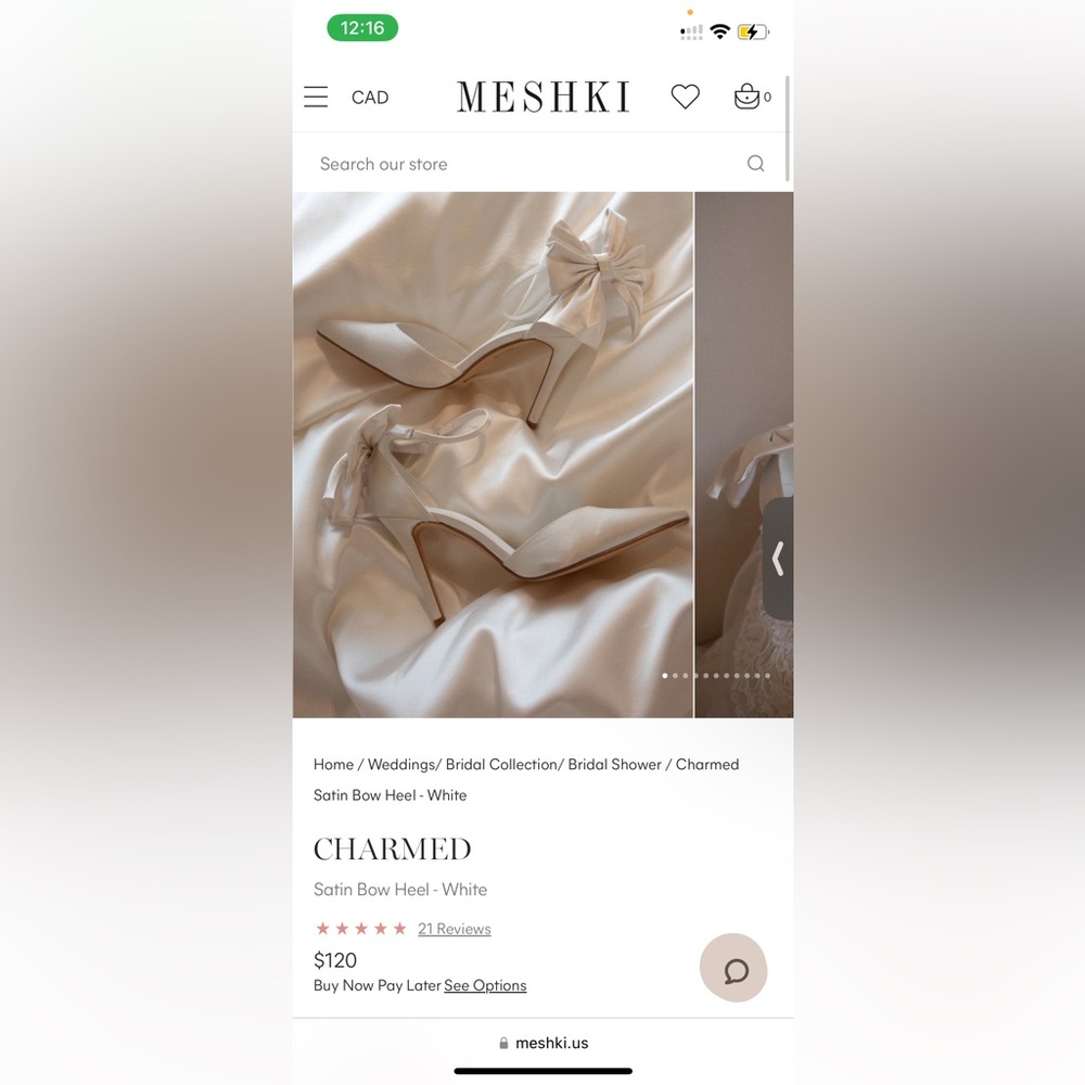 Meshki Charmed Satin bow heel